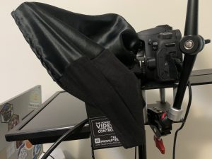 Teleprompter and camera closeup